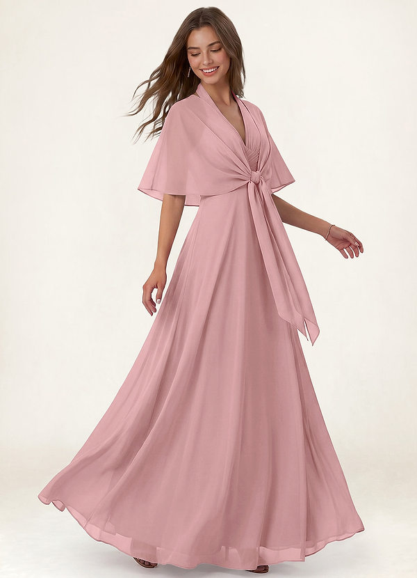 front Azazie Matching Color Chiffon Tie-Front Shawl