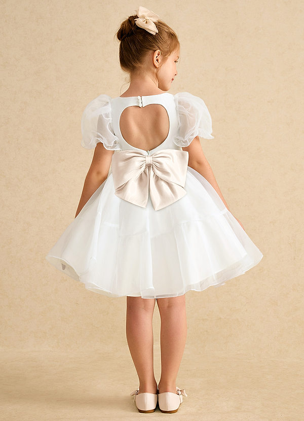 Azazie Debbie Vestidos de Niña de Flores Vestido de Marfil Blanco Alabastro de Organza de Princesa con Escote de Corazón image1