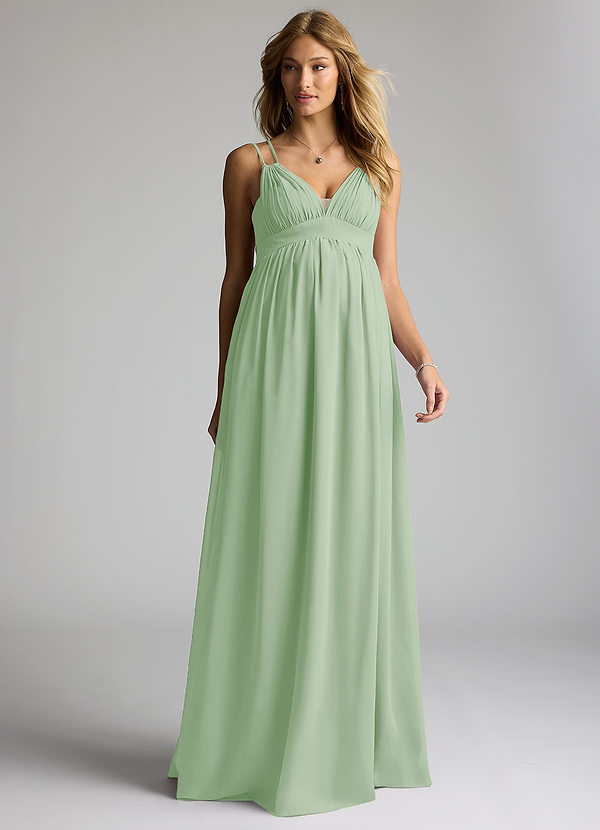 Azazie Emree Maternity Bridesmaid Dresses Vestir Linha A Comprimento do chão Chiffon image1