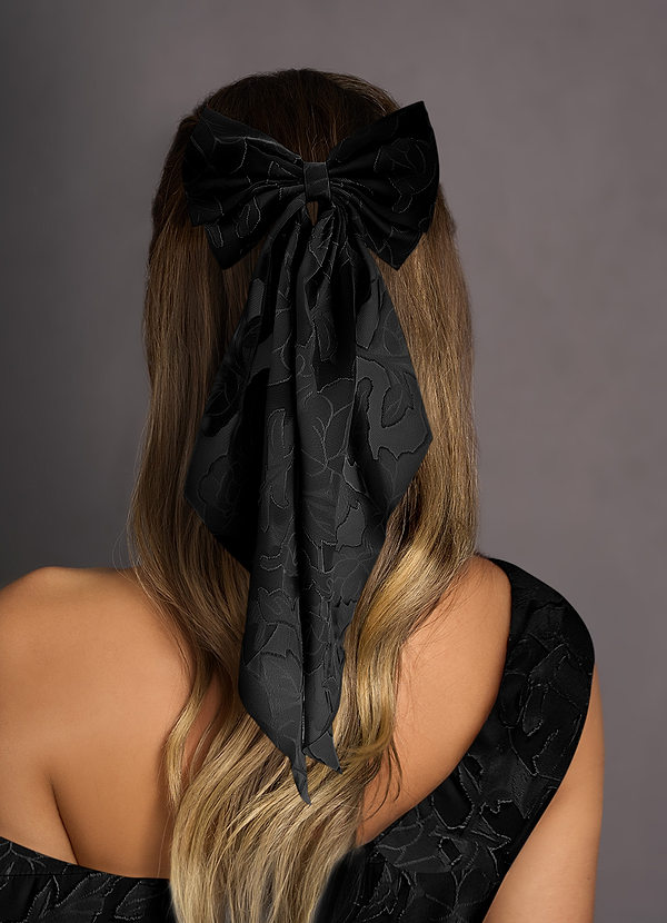 front Matching Color Floral Burnout Bow Hair Clip