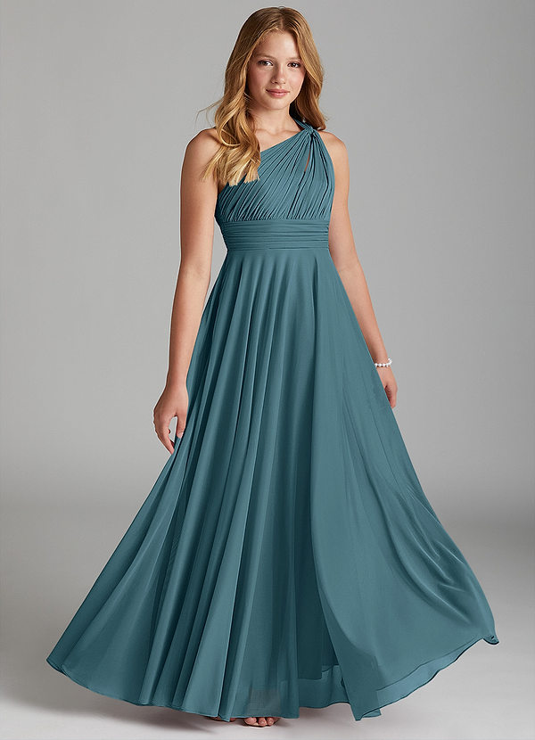 Azazie Charlize Junior Bermuda A-Line Mesh Dress image1