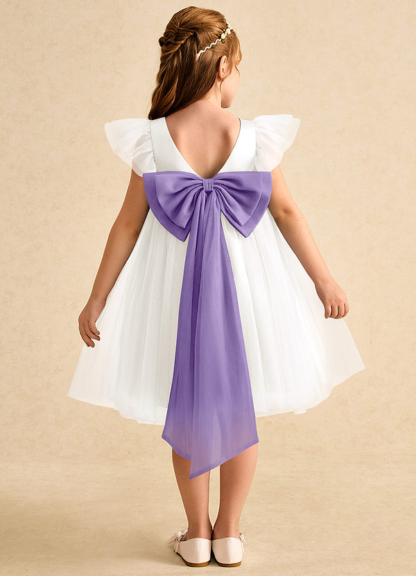 Azazie Munchkin Flower Girl Dresses Ivory Tahiti A-Line Bow Tulle Dress image1