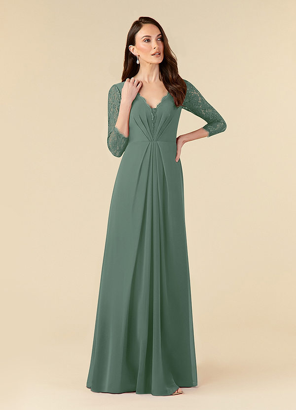 Azazie Eevee Mother of the Brides Dresses A-Line Lace Chiffon Floor-Length Dress image1