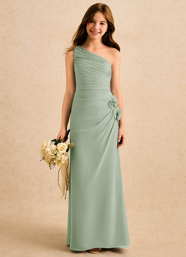 Azazie Sophie Girls Formal Klänningar för brudeflicka Klä Tubklänning i Chiffong Ena axeln image1