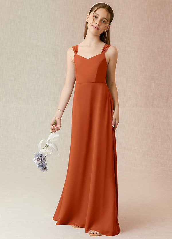 Azazie Denice Junior Burnt Orange A-Line Chiffon Dress image1