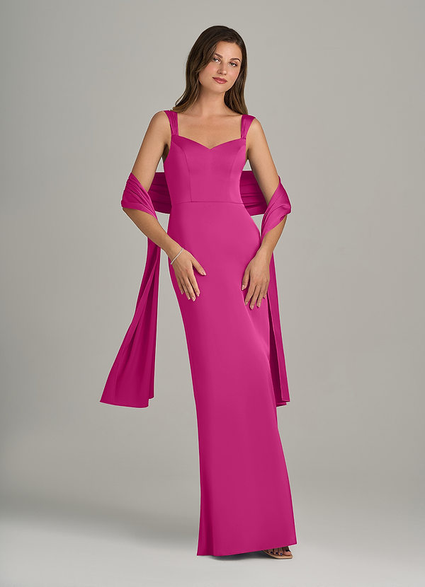 front Azazie Châle En Satin Extensible De Couleur Assortie