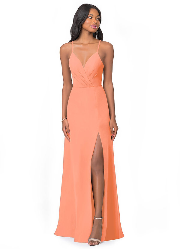 Azazie Everleigh Abiti da Damigella Abito A-Line in Chiffon con Scollo a Cuore a Pieghe Tramonto image1