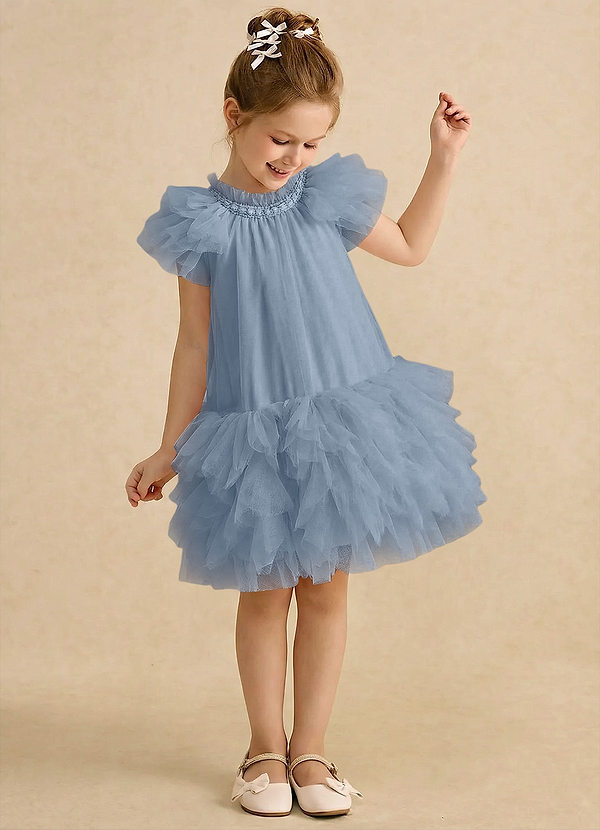 Azazie Eliza Klänningar för brudeflicka Klä A-Line i Tyll Ärmlös image1