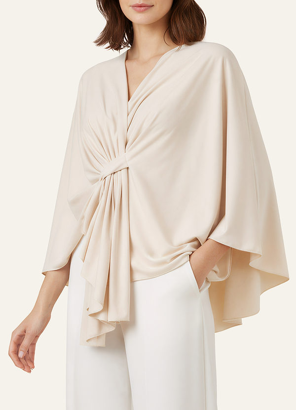 Woven Knit Knot Front Cape front