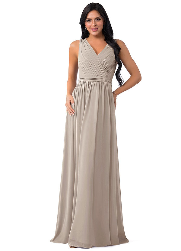 Azazie Kingsley Bridesmaid Dresses A-Line Lace Chiffon Floor-Length Dress image1