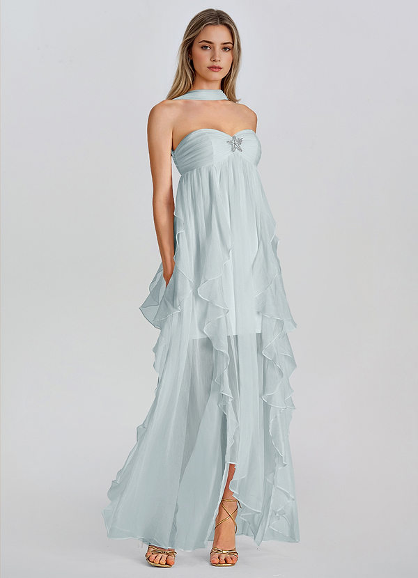 Therese Muntgroen Strapless maxi-jurk met ruches en open rug image1