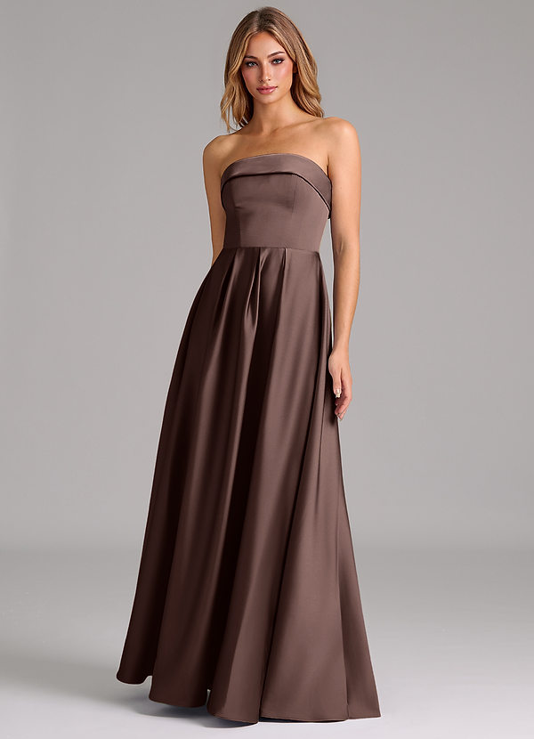 Azazie Lucienne Bridesmaid Dresses Ganache A-Line Strapless Stretch Satin Convertible Dress image1