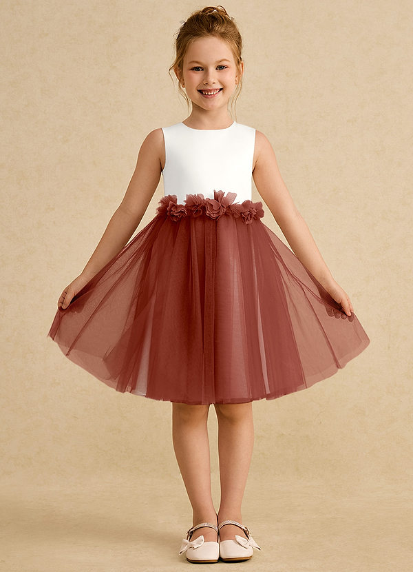 Azazie Louisa Flower Girl Dresses Ivory Auburn A-Line Sleeveless Tulle Dress image1