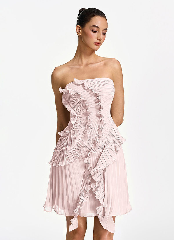 Ilona Rose Rougissant Robe mini bustier plissée à volants et lacets image1