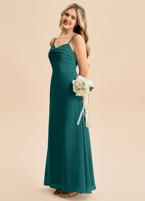 Azazie Jordyn Junior A-Line Kæresteudskæring Chiffon Gulv-længde Junior brudepige Kjole image1