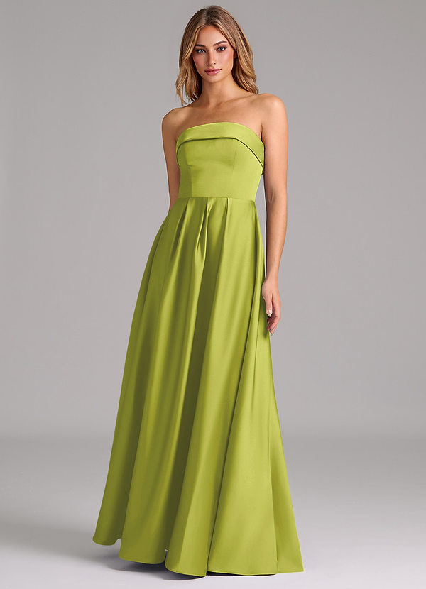 Azazie Lucienne Bridesmaid Dresses Lemongrass A-Line Strapless Stretch Satin Convertible Dress image1