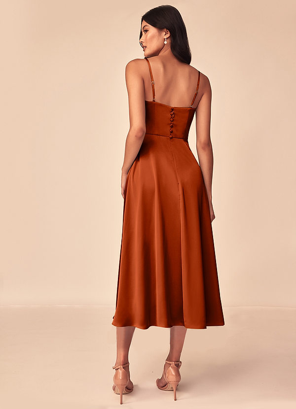 Azazie Dottie Bridesmaid Dresses Paprika A-Line Stretch Satin Dress image1