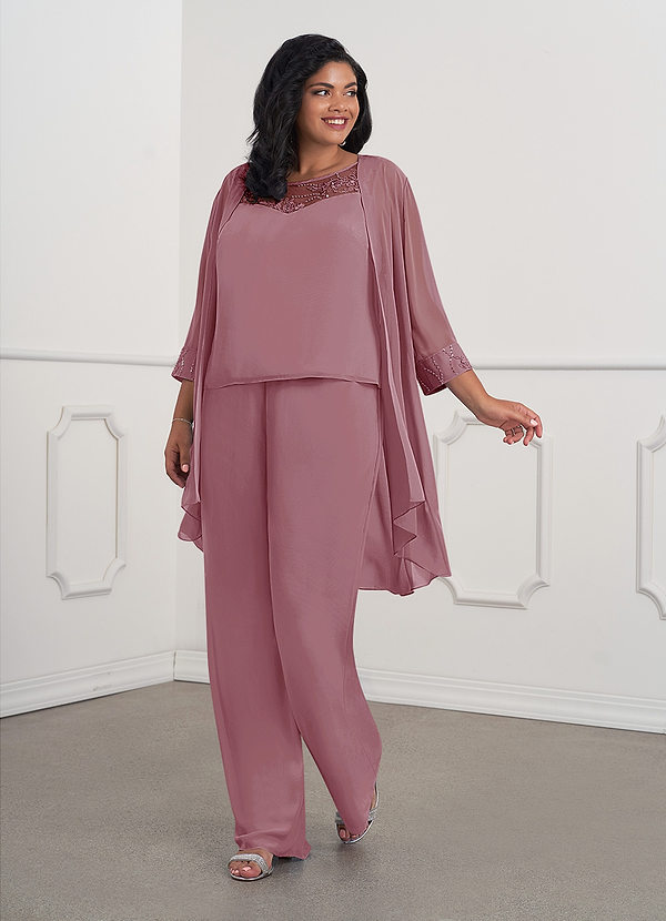 Azazie Maura Mother of the Brides Dresses Vintage Mauve Jumpsuit/Pantsuit Sequins Chiffon Dress image1