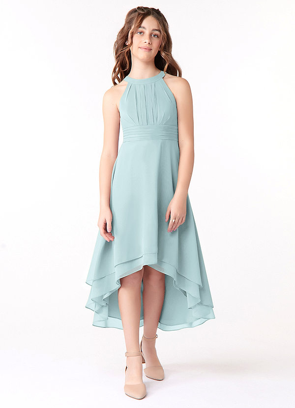 Azazie Linna Junior Mist A-Line Pleated Chiffon Dress image1