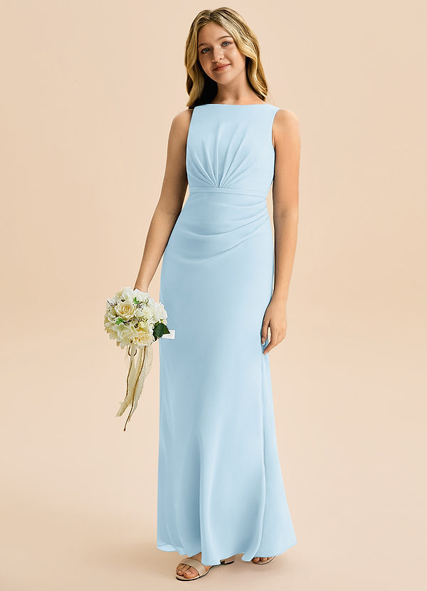 Azazie Floris Junior Linia A Pofałdowany Szyfon Długość podłogi Młodsza druhna Sukienka image1