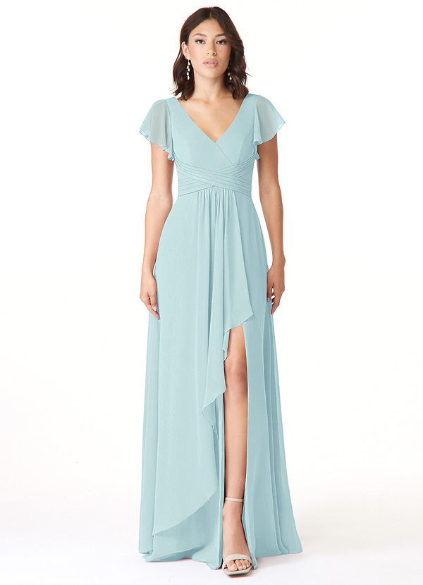 Azazie Omari Bridesmaid Dresses Vestido Vidro Marinho de Chiffon de Linha A image1