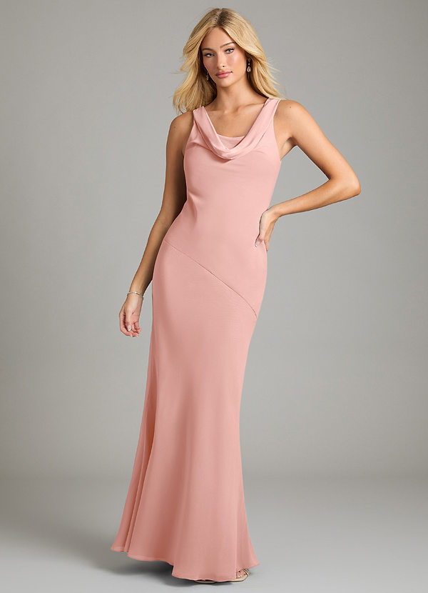 Azazie Rylina Bridesmaid Dresses Rosette Mermaid Pleated Chiffon Dress image1