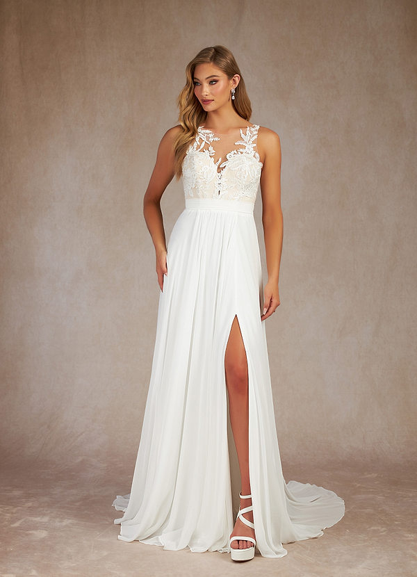 Azazie Amaryllis Wedding Dresses A-Line Sequins Chiffon Chapel Train Dress image1