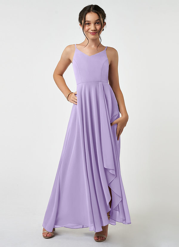 Azazie Collette Junior Lilac A-Line Ruched Chiffon Dress image1