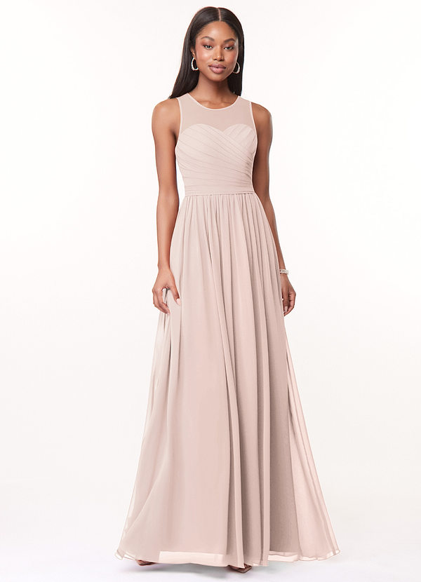 Azazie Nina Abiti da Damigella Abito A-Line in Chiffon Plissettato Petalo Di Rosa image1