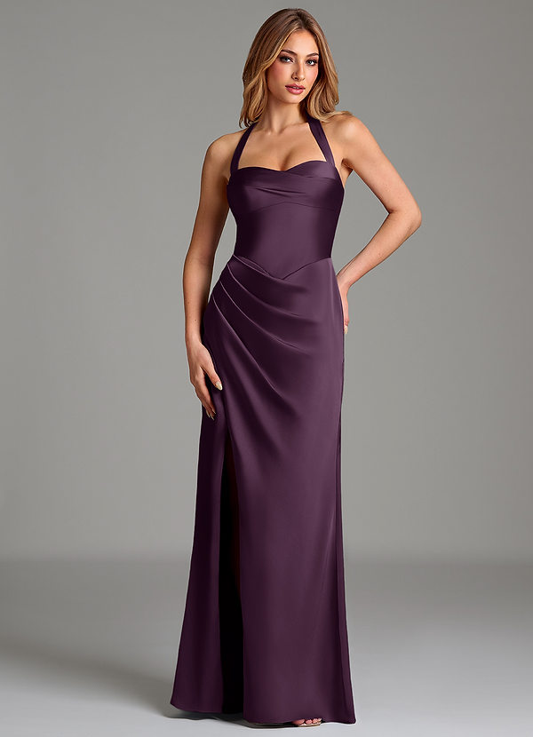 Azazie Serenity Bridesmaid Dresses Plum Mermaid Sweetheart Neckline Stretch Satin Dress image1