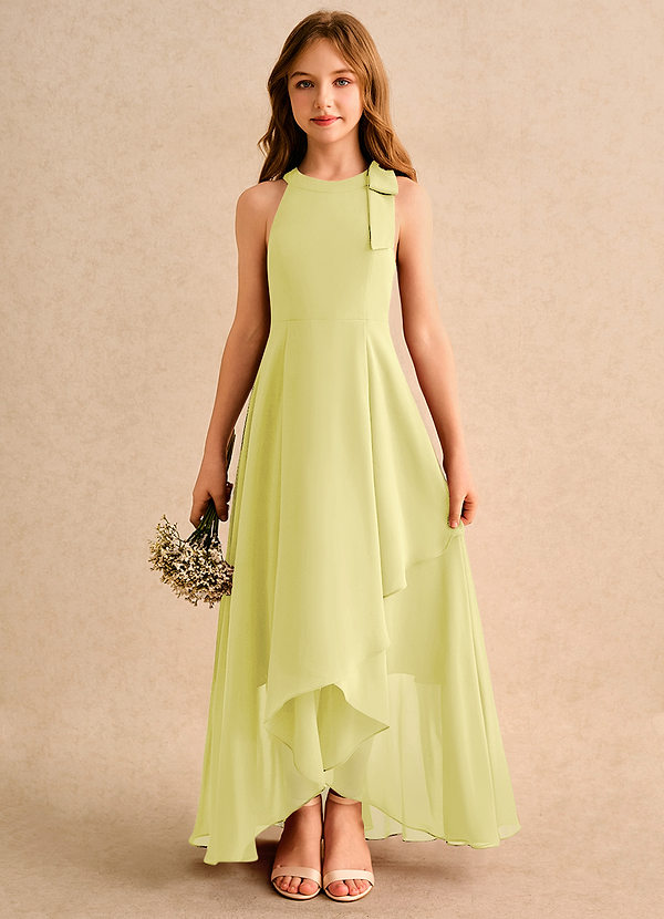 Azazie Boop Girls Formal Abiti da Ragazza di Fiori Abito A-Line in Chiffon Fiocco Sorbetto Al Limone image1
