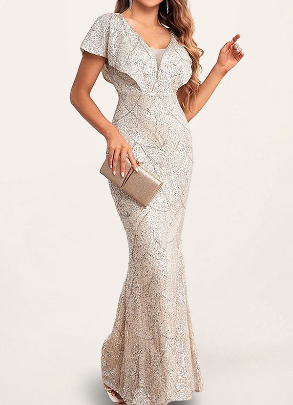 front Maili Silver Sequin Maxi Dress