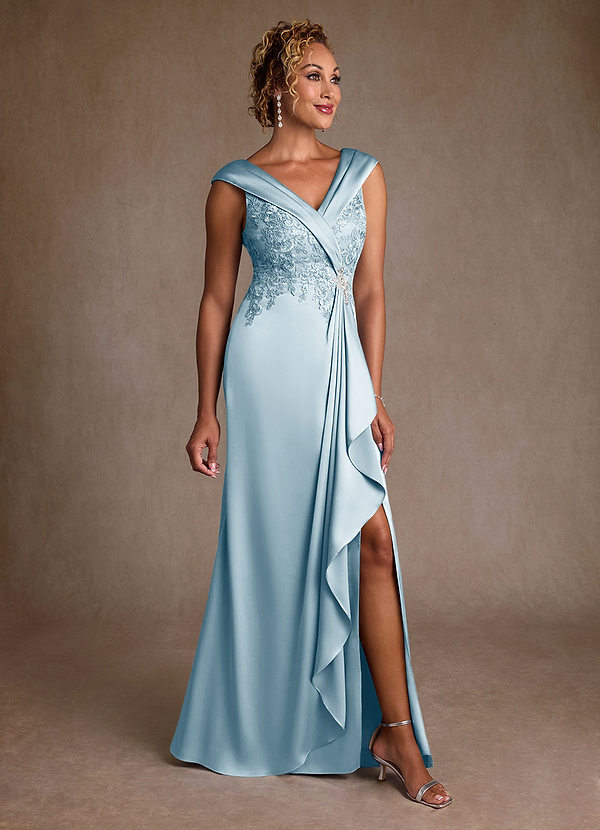 Azazie Santa Monica Mother of the Brides Dresses Sky Blue A-Line Lace Dress image1