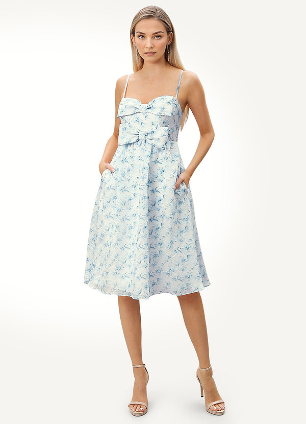 Becky Blue Print Printed Ruffled Knee-Length Dress image1