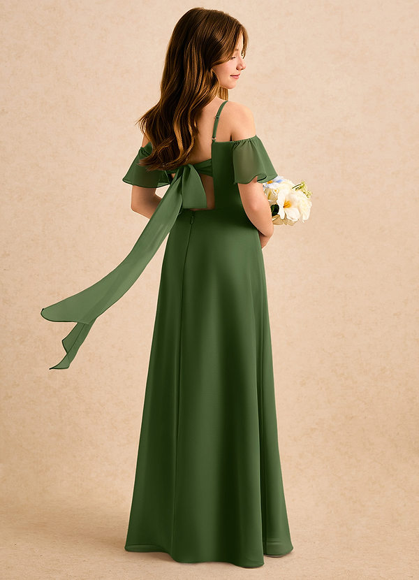 Azazie Robyn Girls Formal Sukienki dla dziewczynek sypiących kwiaty Linia A Dekolt w kształcie serca Szyfon Długość podłogi Sukienka image1