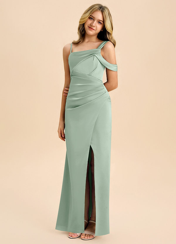 Azazie Wynter Junior Abito in Raso Elasticizzato Plissettato Agave image1