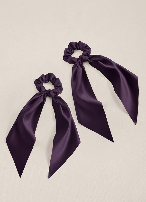 front Matching Color Matte Satin Hair Scarf Scrunchie Set