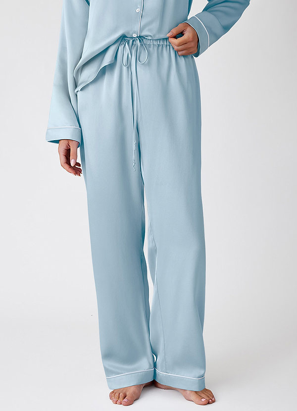 front Hemelsblauw 100% wasbare zijden pyjamabroek