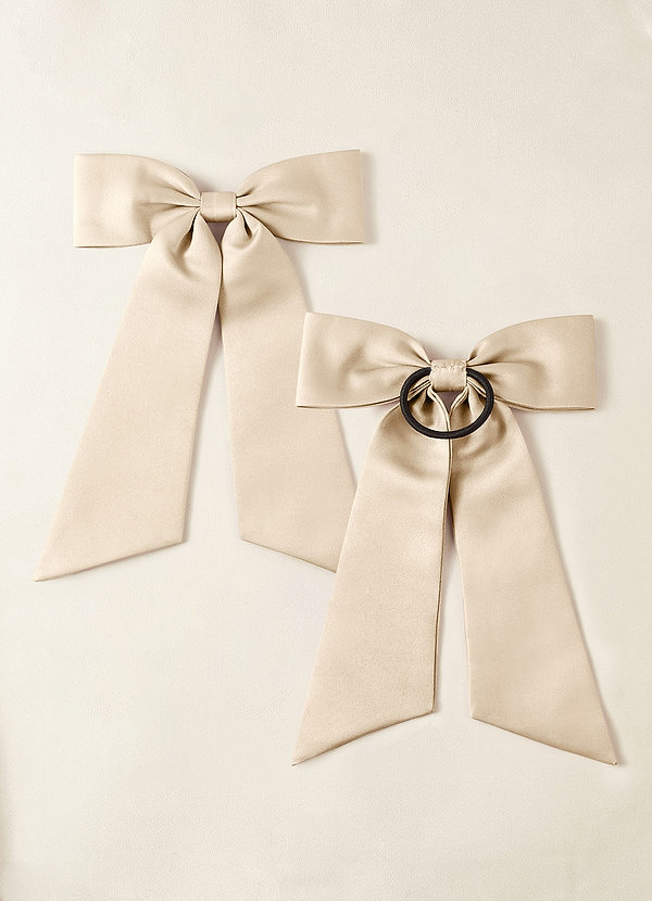 front Matching Color Matte Satin Bow Hair Tie Set