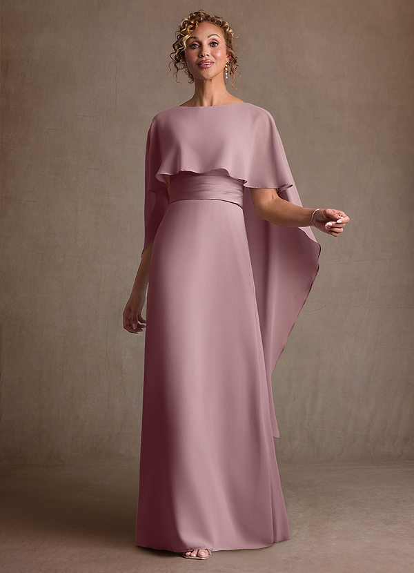 Azazie Marilla Klänningar till brudens mor Klä A-Line i Chiffong Plisserad Dammig Ros image1