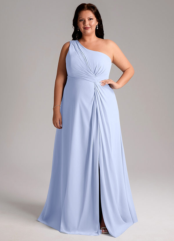 Azazie Brooke Bridesmaid Dresses Ice A-Line One Shoulder Chiffon Dress image1