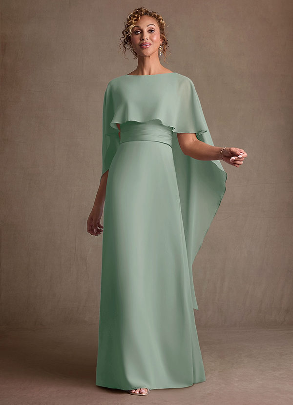 Azazie Marilla Mother of the Brides Dresses Agave A-Line Pleated Chiffon Dress image1