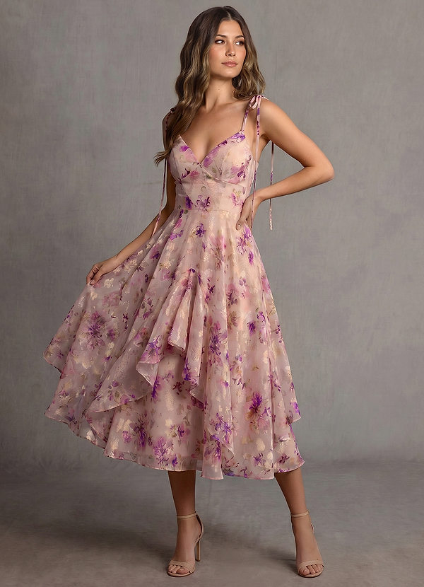 Harmony Mauve Floral Midi Dress image1