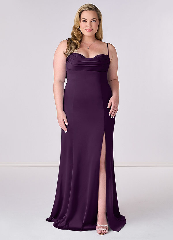 Barbie ♥ Azazie Abiti da Damigella Abito Sirena in Raso Elasticizzato Corsetto Uva image1