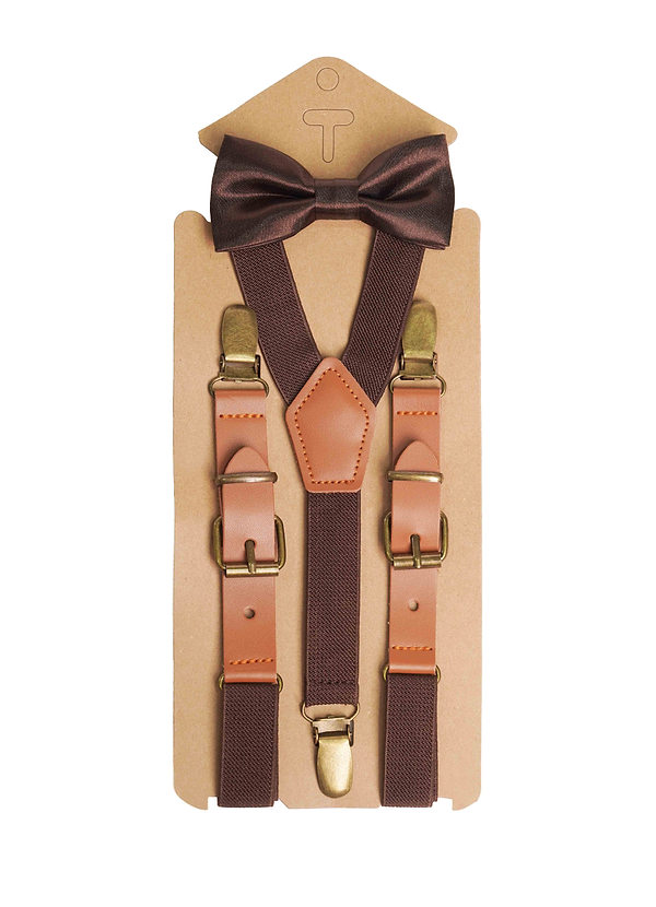 front Set da due pezzi con papillon e bretelle in raso per bambini