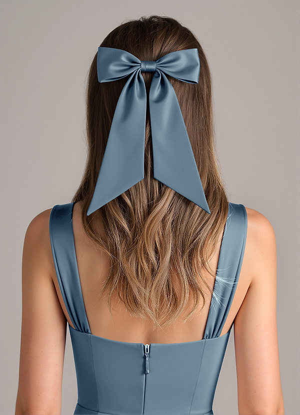 front Matching Color Stretch Satin Bow Hair Clip