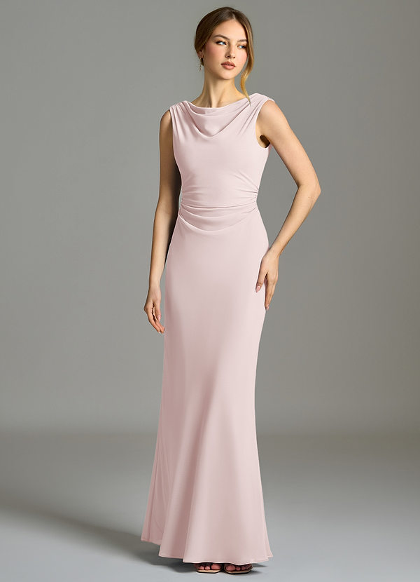 Azazie Kieryn Brautjungfernkleider Meerjungfrau-Linie Plissee Chiffon Kleid Zartrosa image1