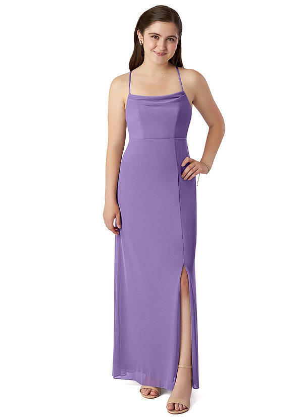 Azazie Emerald A-Line Bow Mesh Floor-Length Dress image1