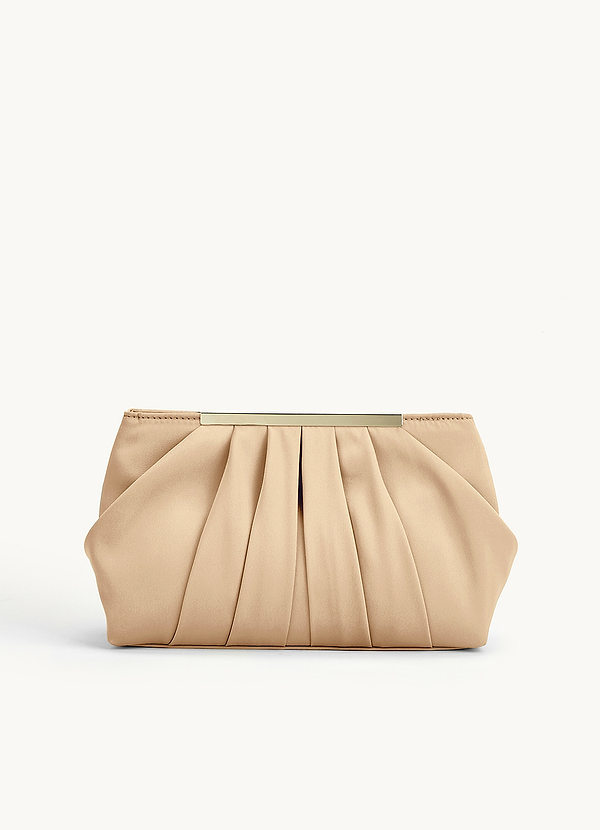 front Farblich passende Clutch aus Stretch-Satin mit Plissee