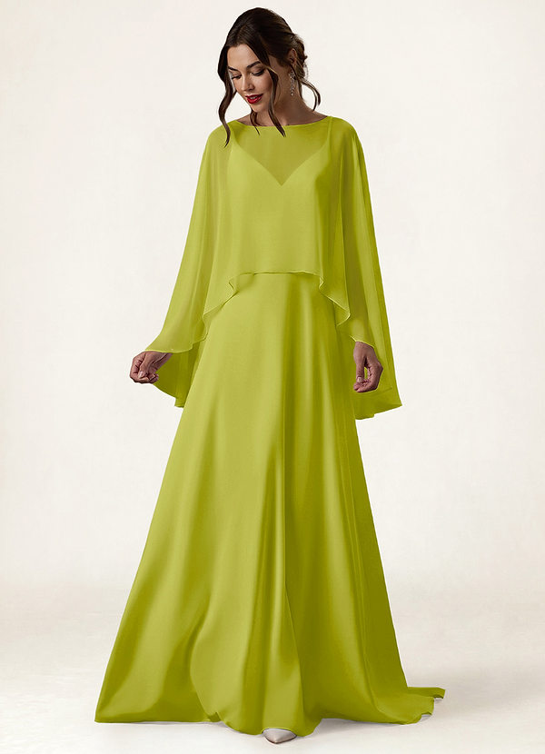 front Azazie Matching Color Chiffon High Low Sheer Cape